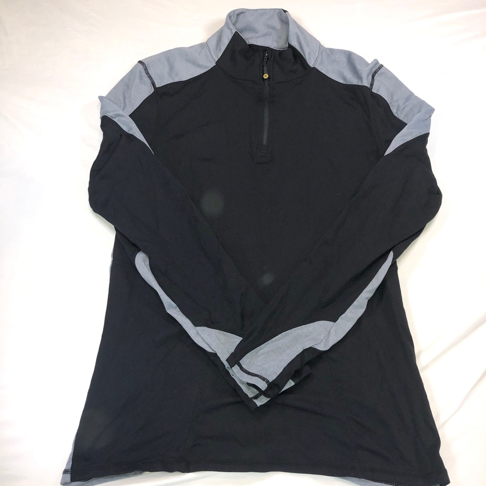 Kyodan Womens Black Grey Quarter Zip Long Sleeve Activewear Thumbholes Size M